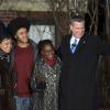 Le nouveau maire de New York, Bill de Blasio prête serment devant sa maison de Brooklyn, à New York, le 1er Janvier 2014.