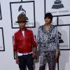 Pharrell Williams et sa femme Helen Lasichanh à la 56e cérémonie des Grammy Awards à Los Angeles, le 26 janvier 2014.