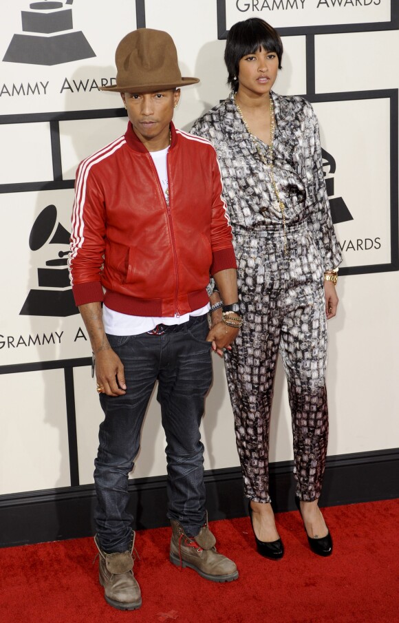 Pharrell Williams et sa femme Helen Lasichanh à la 56e cérémonie des Grammy Awards à Los Angeles, le 26 janvier 2014.