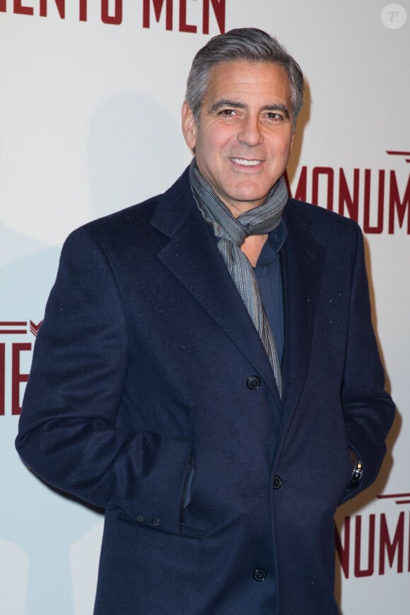 George Clooney lors de l'avant-première du film The Monuments Men à Paris le 12 février 2014