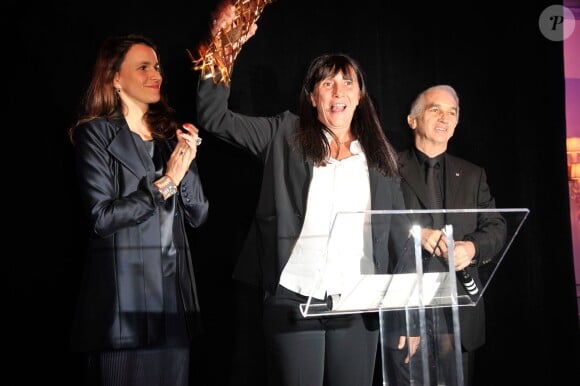Aurélie Filippetti, Sylvie Pialat, Alain Terzian au Dîner des producteurs et remise du prix Daniel Toscan du Plantier au Four Seasons Hotel George V à Paris le 24 février 2014.