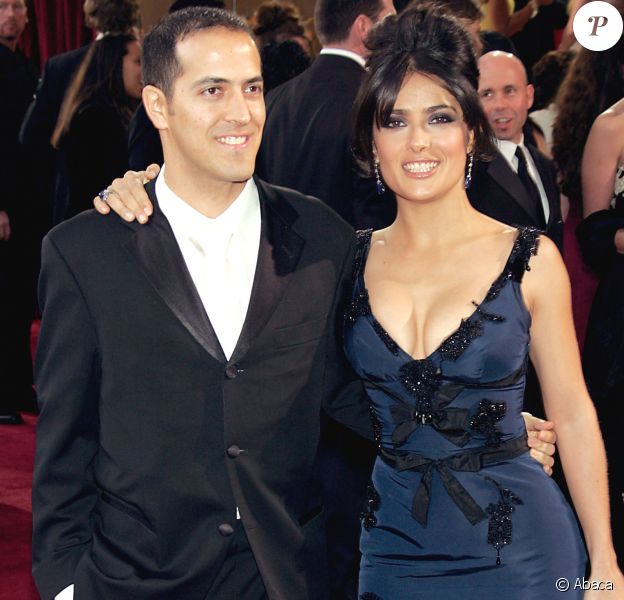 Salma Hayek et son frère Sami Hayek aux Oscars 2005.