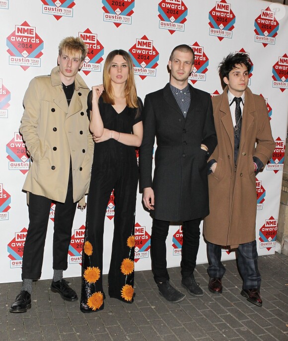 Theo Ellis, Ellie Rowsell, Joel Amey et Joff Oddie à la cérémonie des NME Awards, à Londres, le 26 février 2014.