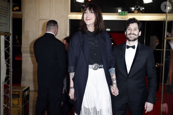 Daphné Bürki et son compagnon Gunther Love arrivent à la 39e cérémonie des César au théâtre du Châtelet à Paris, le 28 Février 2014.