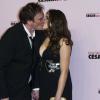Quentin Tarantino embrasse sa nouvelle compagne à la 39e cérémonie des César au théâtre du Châtelet à Paris, le 28 Février 2014.