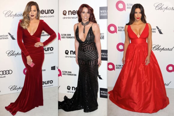 Khloe Kardashian, Britney Spears et Kim Kardashian à l'after party des Oscars d'Elton John