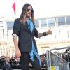 Jared Leto arrivant au défilé de mode "Miu Miu", collection prêt-à-porter automne-hiver 2014-2015, à Paris le 5 mars 2014