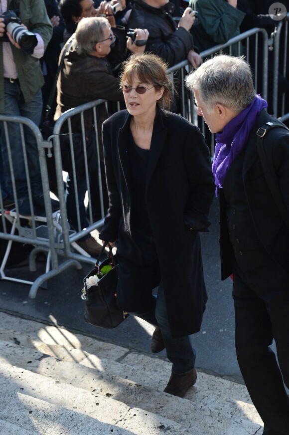 Jane Birkin arriving at the funeral of director Alain Resnais held at Saint-Vincent-De-Paul in Paris, France on March 10, 2014. Photo by Nicolas Briquet/ABACAPRESS.COM10/03/2014 - Paris