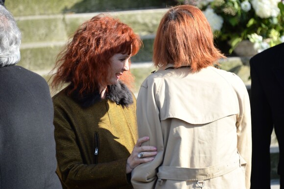 Sabine Azéma lors des funérailles d'Alain Resnais en l'église Saint-Vincent-de-Paul à Paris le 10 mars 2014