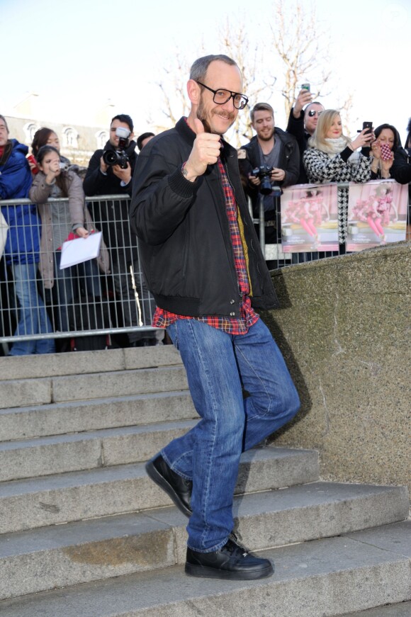 Terry Richardson lors du défilé Miu Miu à Paris, le 5 mars 2014.