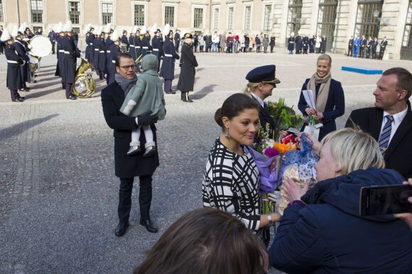 La princesse Victoria lors de la cérémonie organisée à l'occasion du jour de la Sainte Victoria dans la cour intérieur du palais royal à Stockholm, le 12 mars 2014.