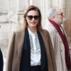 Yasmin Le Bon se rend à une messe en hommage à Sir David Frost à Westminster Abbey à Londres, le 13 mars 2014.