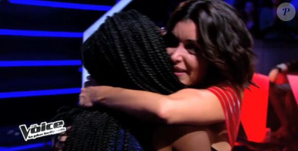 Jenifer émue après la battle qui a opposé Lioan et Margie dans l'émission "The Voice 3", du 15 mars 2014.