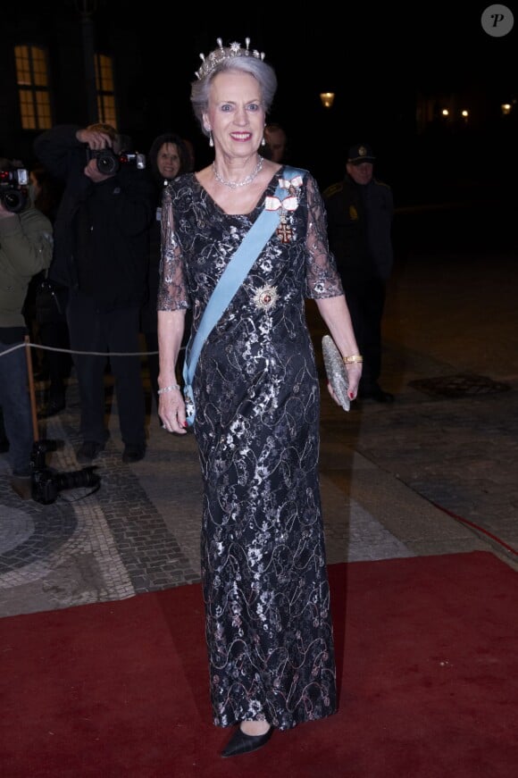La princesse Benedikte de Danemark au dîner de gala donné au palais Christian VII, à Copenhague, le 17 mars 2014 en l'honneur de la venue du président turc Abdullah Gül et son épouse.