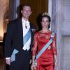 La princesse Marie et le prince Joachim de Danemark au dîner de gala donné au palais Christian VII, à Copenhague, le 17 mars 2014 en l'honneur de la venue du président turc Abdullah Gül et son épouse.