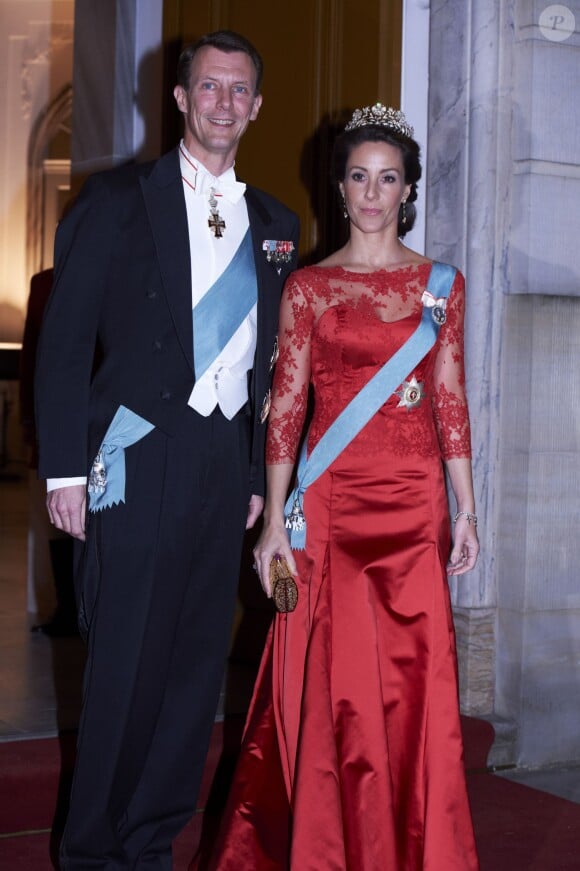 La princesse Marie et le prince Joachim de Danemark au dîner de gala donné au palais Christian VII, à Copenhague, le 17 mars 2014 en l'honneur de la venue du président turc Abdullah Gül et son épouse.