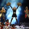 Nicki Minaj, Madonna et M.I.A lors du Super Bowl XLVI à Indianapolis. Février 2012.