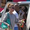Mike Tyson, entouré de sa famille dans les rues de Venice à Los Angeles avec son petit garçon Morocco, son épouse Kiki et sa fille Milan, le 16 mars 2014