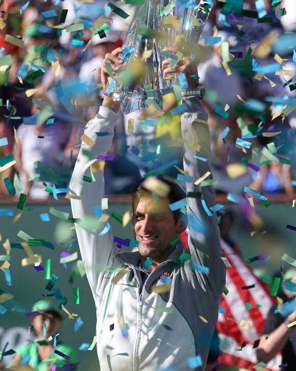 Novak Djokovic lors de sa victoire en finale du tournoi d'Indian Wells, le 16 mars 2014