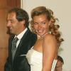 Ingrid Chauvin et Thierry Peythieu lors de leur mariage au Cap-Ferret le 27 août 2011. Le couple a eu la douleur de faire face à la mort de sa file Jade, à 5 mois, en mars 2014.
