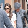 Exclusif - Victoria et David Beckham quittent l'emplacement de la future boutique de la créatrice, située sur Dover Street. Londres, le 20 mars 2014.