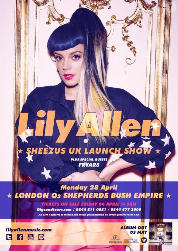 Lily Allen célèbrera la sortie de "Sheezus" en faisant son grand retour sur la scène du Shepherd' Bush Empire le 28 avril 2014 à Londres.