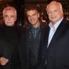 Michel Sardou, Steve Suissa et Eric-Emmanuel Schmitt - Générale de la pièce "The Guitrys" au théâtre Rive Gauche à Paris, le 16 octobre 2013.