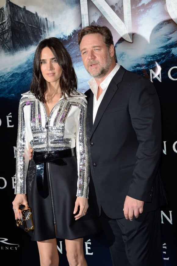 Jennifer Connelly et Russell Crowe à la première de Noé au Gaumont Champs-Elysées, Paris, le 1er avril 2014.