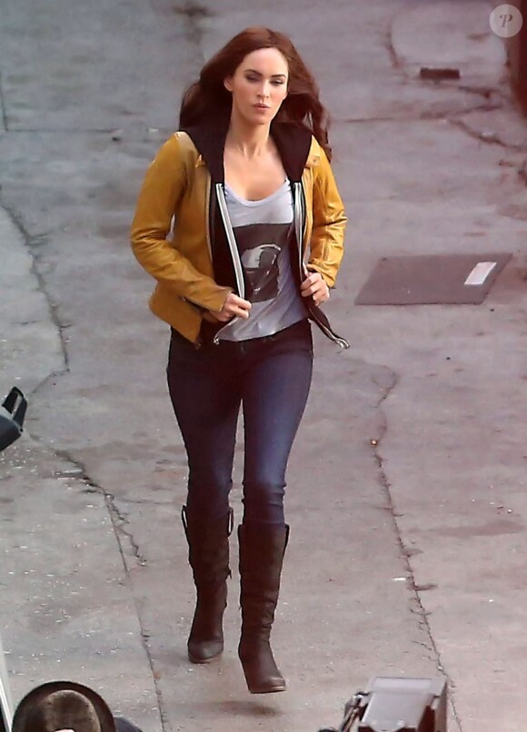Megan Fox sur le tournage du film "Teenage Mutant Ninja Turtles" à Los Angeles le 2 avril 2014.
