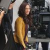 Megan Fox sur le tournage du film "Teenage Mutant Ninja Turtles" à Los Angeles le 2 avril 2014. Le mari de Megan, Brian Austin Green est venu sur le tournage.