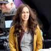Megan Fox sur le tournage de Teenage Mutant Ninja Turtles à Los Angeles, le 2 avril 2014. C'est le retour de l'actrice sur les plateaux depuis la naissance de son deuxième enfant il y a environ un mois.