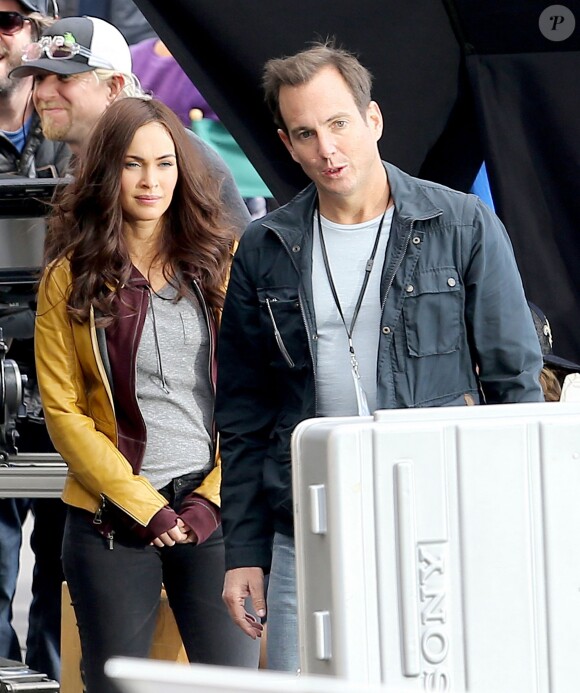 Megan Fox shows off her post baby body as she returns to the set of her upcoming movie, Teenage Mutant Ninja Turtles where she was also joined by her costar Will Arnett in Los Angeles, CA, USA on April 02, 2014. Photo by GSI/ABACAPRESS.COM03/04/2014 - Los Angeles