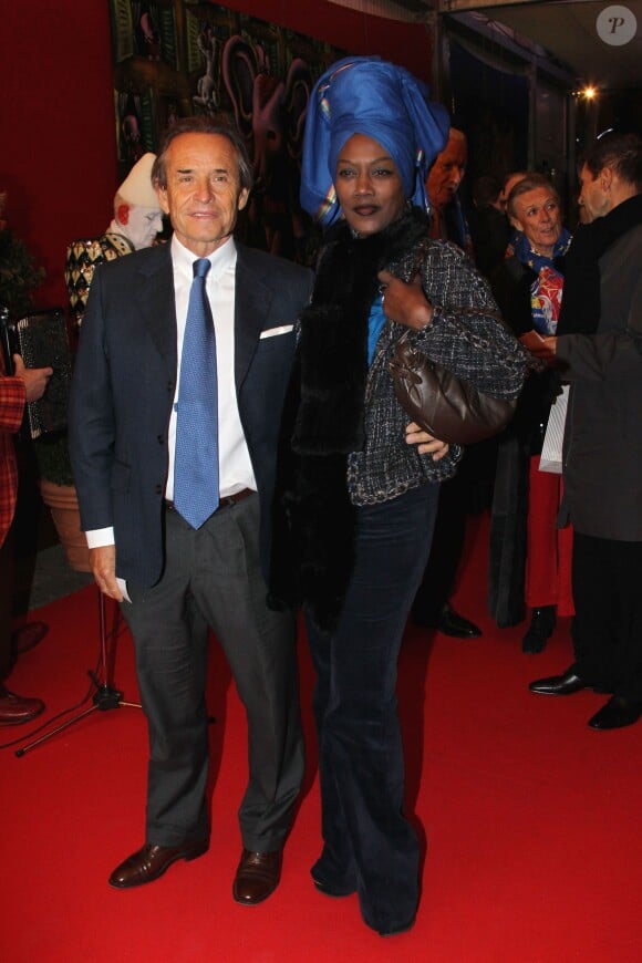 Jacky Ickx et sa femme Khadja Nin lors du 37e Festival international du cirque de Monte-Carlo le 22 janvier 2013