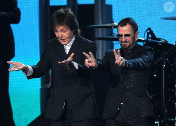 Paul McCartney et Ringo Starr lors des Grammy Awards pour l'hommage réservé aux Beatles, à Los Angeles, le 26 janvier 2014.