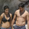 Raúl et sa femme Mamen Sanz en vacances en famille à Minorque le 14 juin 2011.