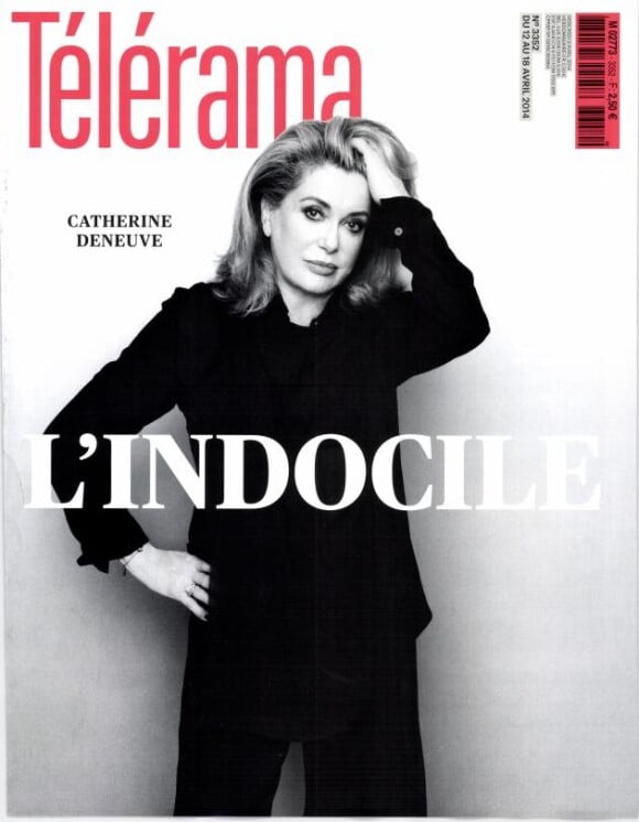 Catherine Deneuve en couverture du magazine Télérama du 9 avril 2014