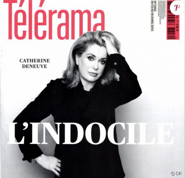 Catherine Deneuve en couverture du magazine T&eacute;l&eacute;rama du 9 avril 2014