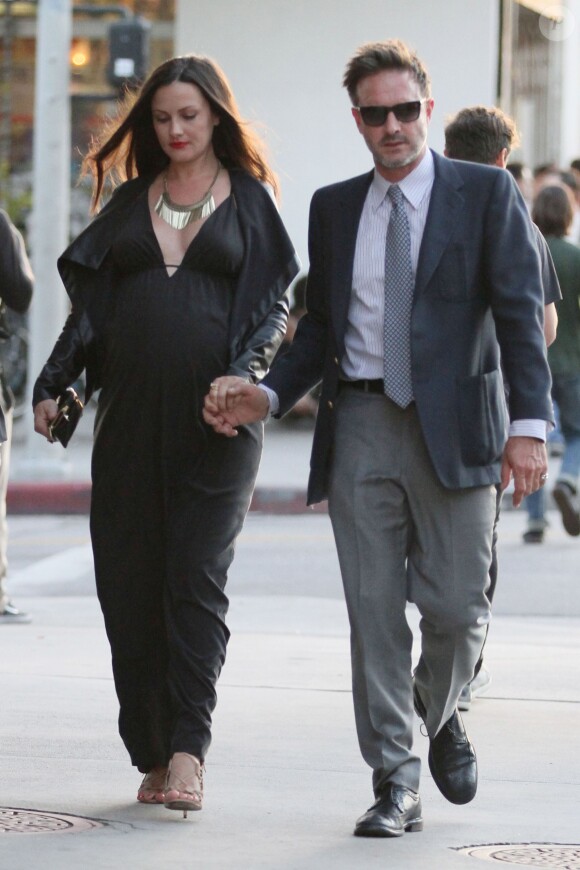 David Arquette et sa girlfriend enceinte Christina McLarty à Los Angeles, le 8 avril 2014.