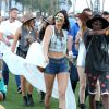 Kylie Jenner, Selena Gomez, Kendall Jenner lors du 1er jour du Festival de Coachella à Indio, le 11 avril 2014.