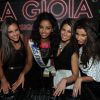 Marine Lorphelin, Flora Coquerel (Miss France 2014), Laury Thilleman et Malika Ménard lors de l'anniversaire de Flora, qui a célébré ses 20 ans au restaurant La Gioia, au Vip Room, à Paris, le 16 avril 2014