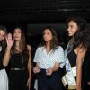 Marine Lorphelin, Flora Coquerel (Miss France 2014), Laury Thilleman et Malika Ménard lors de l'anniversaire de Flora, qui a célébré ses 20 ans au restaurant La Gioia, au Vip Room, à Paris, le 16 avril 2014