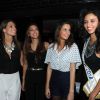 Marine Lorphelin, Flora Coquerel (Miss France 2014), Laury Thilleman et Malika Ménard lors de l'anniversaire de Flora, qui a célébré ses 20 ans au restaurant La Gioia, au Vip Room, à Paris, le 16 avril 2014