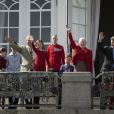 La famille royale de Danemark fêtait les 74 ans de la reine Margrethe II au château de Marselisborg, à Aarhus, le 16 avril 2014.