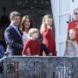 La famille royale de Danemark fêtait les 74 ans de la reine Margrethe II au château de Marselisborg, à Aarhus, le 16 avril 2014.
