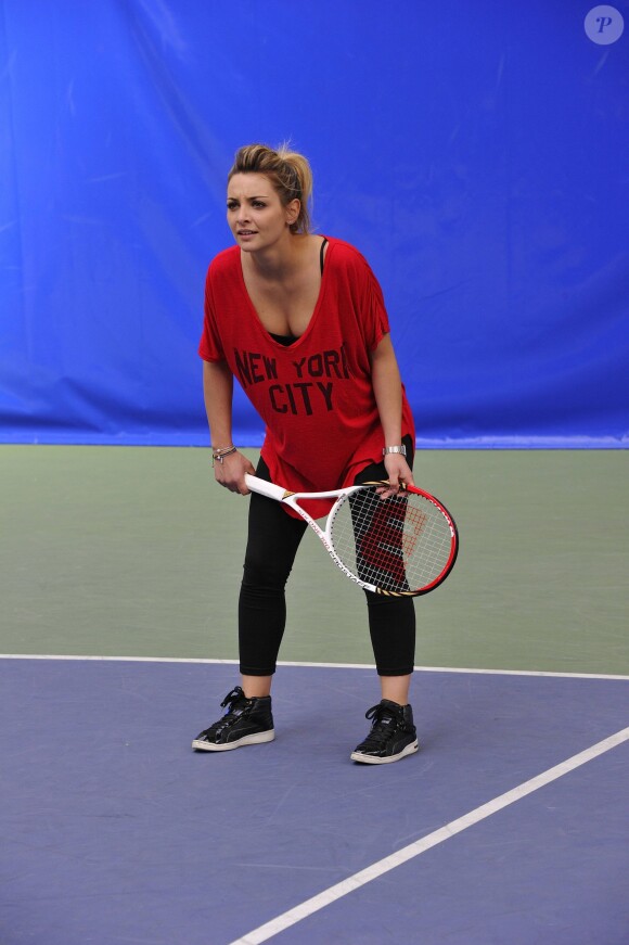 Priscilla lors d'un tournoi de tennis pour l'association Enfant Star et Match, à Paris, en mars 2012.
