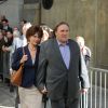 Gérard Depardieu et Jacqueline Bisset -sortant d'un tribunal - sur le tournage du film inspiré de l'affaire Dominique Strauss-Kahn à New York le 3 mai 2013.