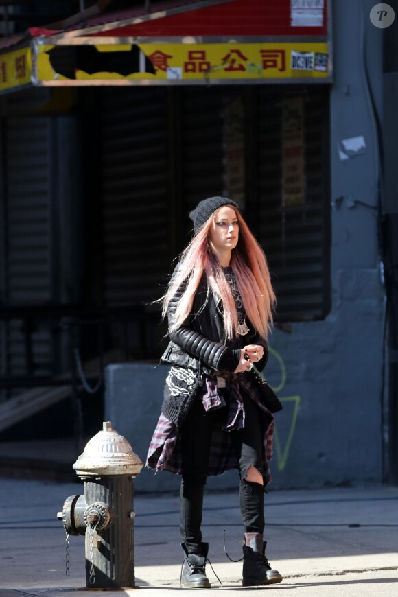 Amber Heard sur le tournage de When I Live My Life Over Again à New York, le 21 avril 2014.
