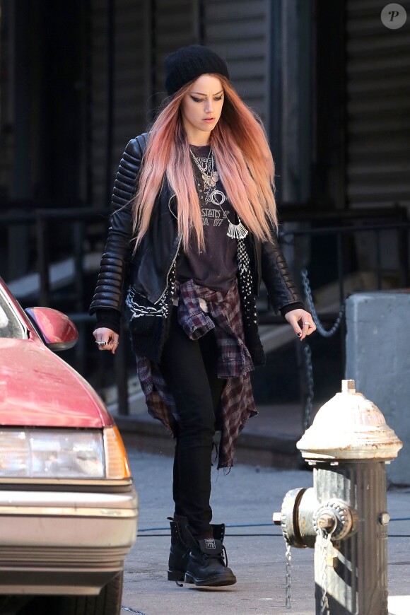 Amber Heard sur le tournage de When I Live My Life Over Again à New York, le 21 avril 2014.