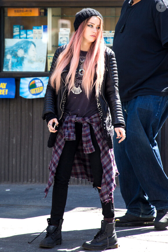 Amber Heard sur le tournage de When I Live My Life Over Again à New York, le 21 avril 2014.