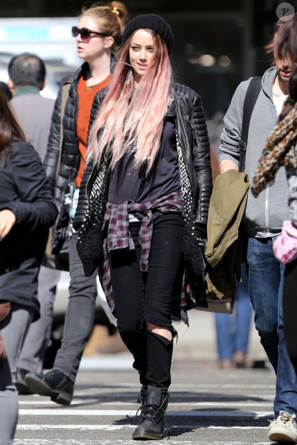 Amber Heard sur le tournage de When I Live My Life Over Again à New York, le 21 avril 2014.